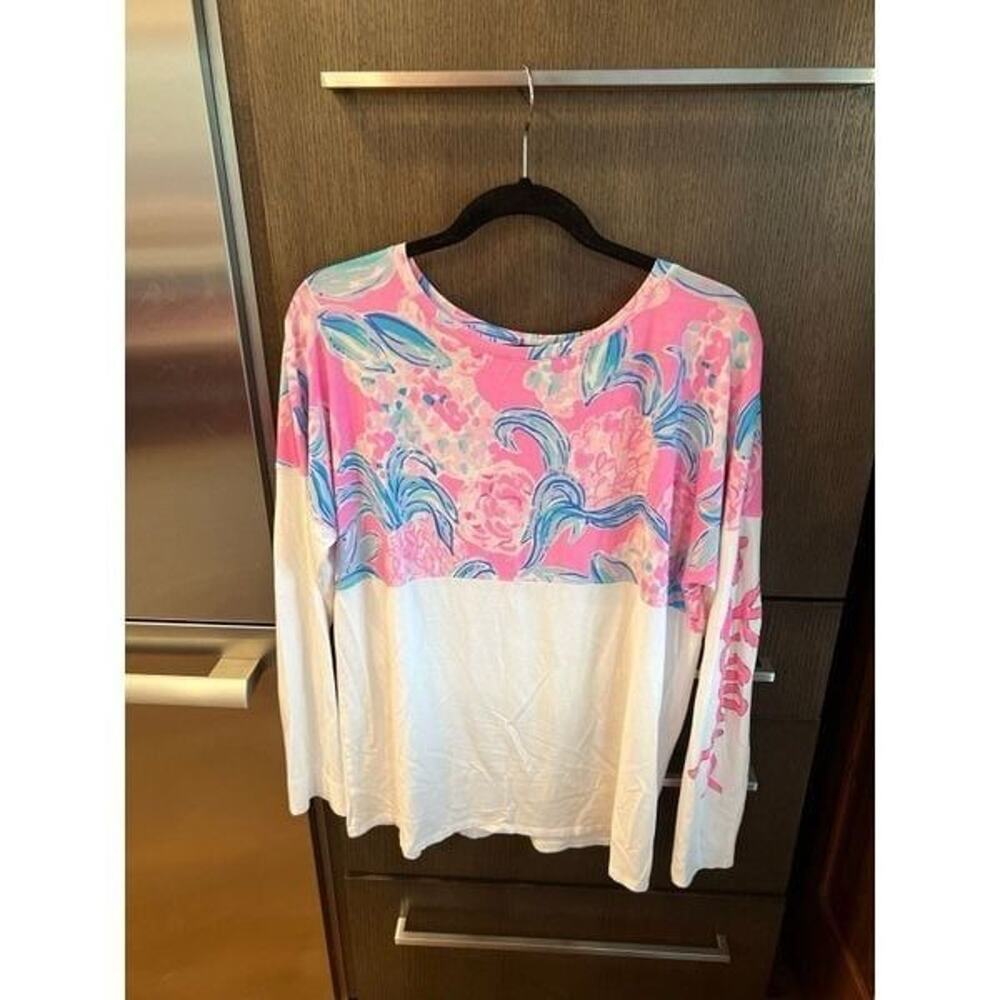 Lilly Pulitzer Shirt Womens large Pink Girls Finn Floral Flower Gypsea Ladies